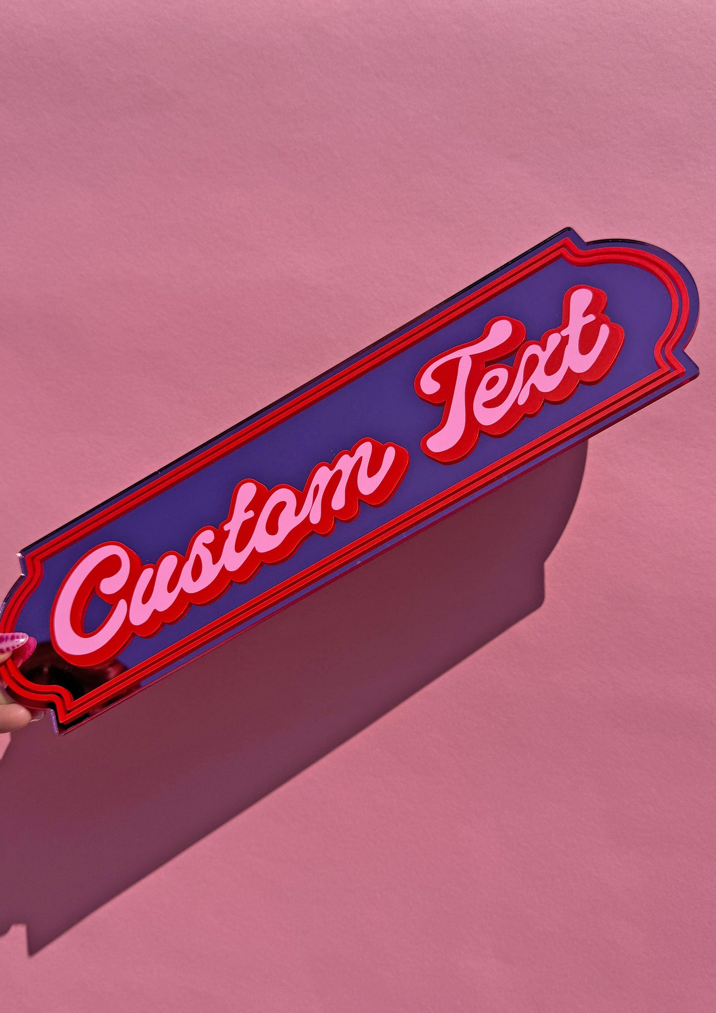 Retro Script Custom Text Mirror Sign