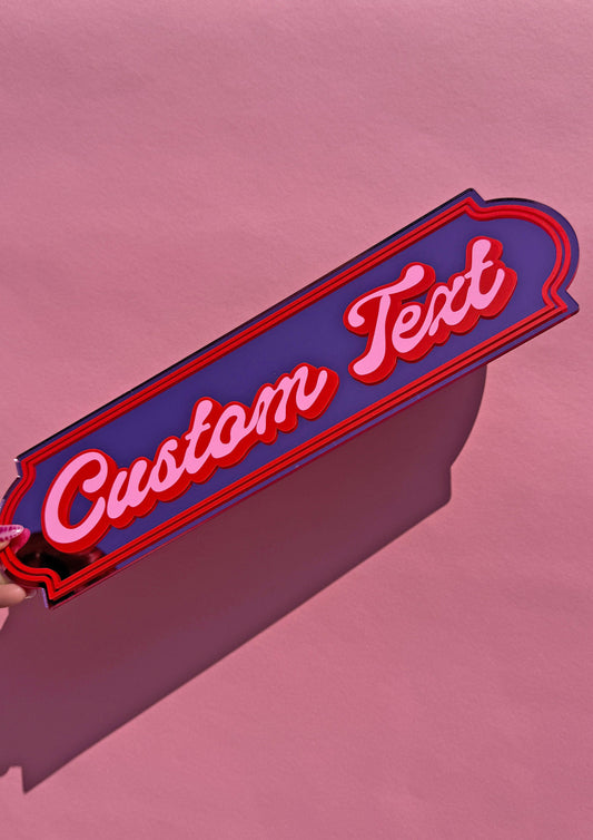 Retro Script Custom Text Mirror Sign