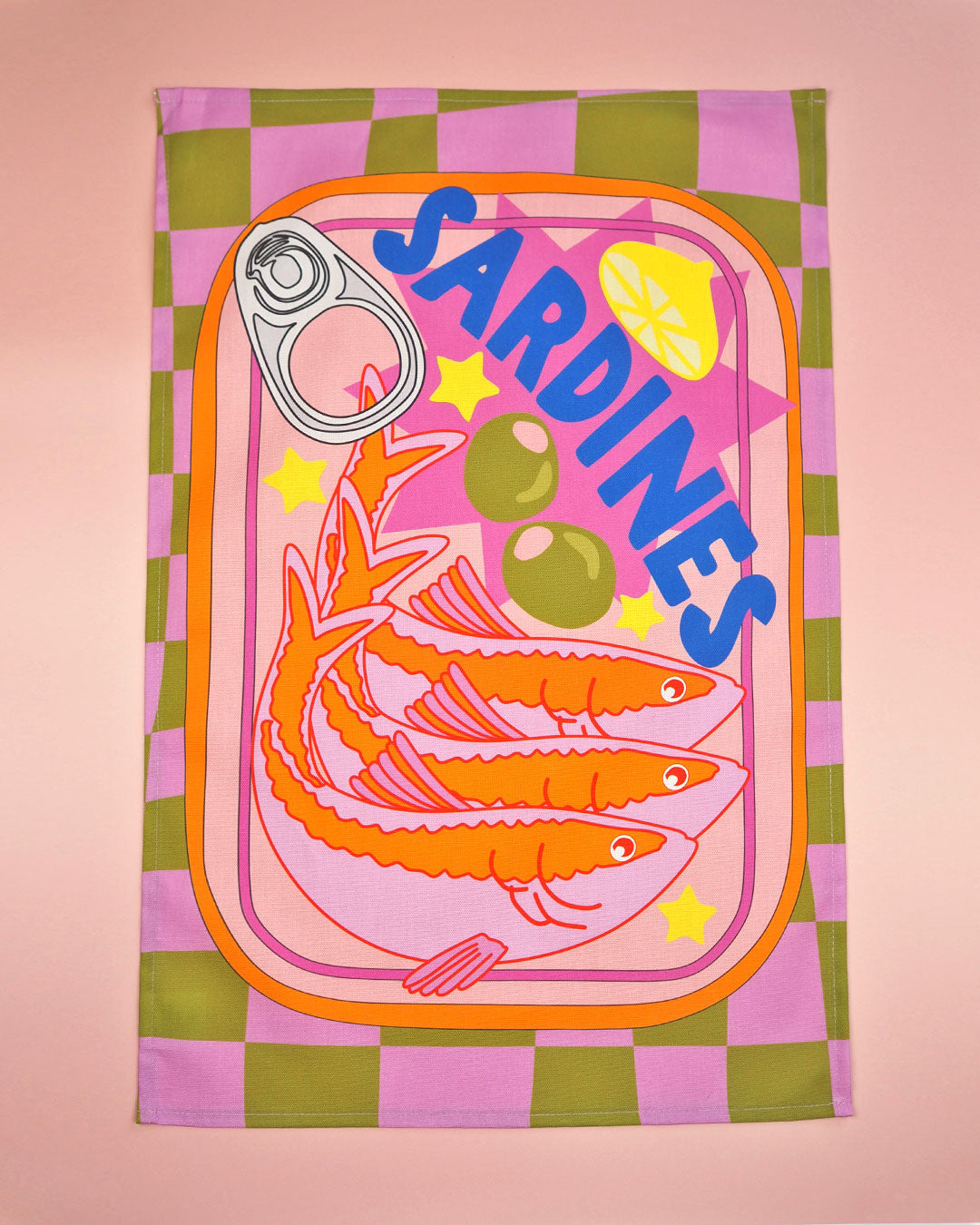 Retro Sardine Tin Tea towel