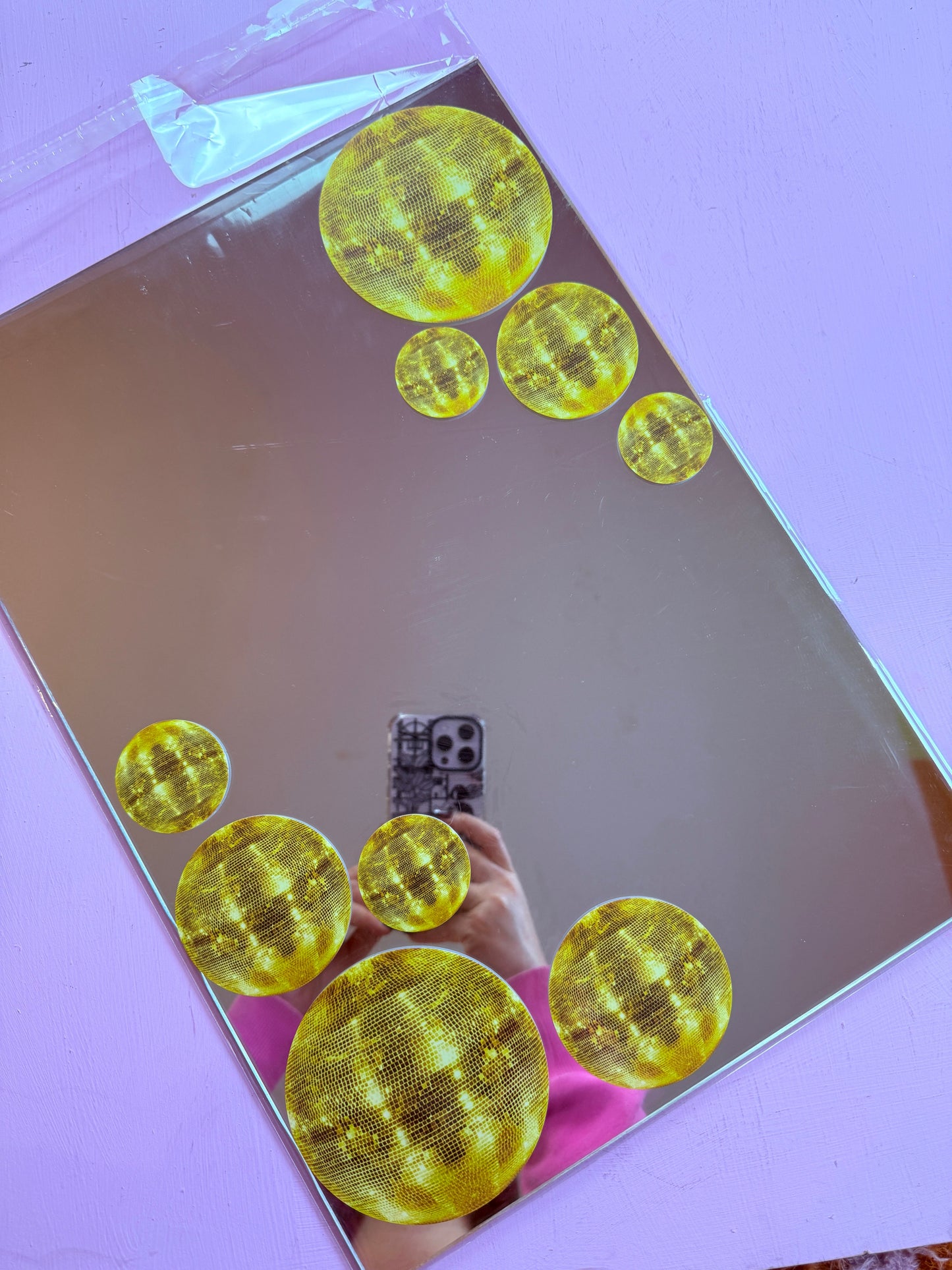 Sample Sale - A3 Rectangle Gold Discoballs  JUST ON EDGES Mirror