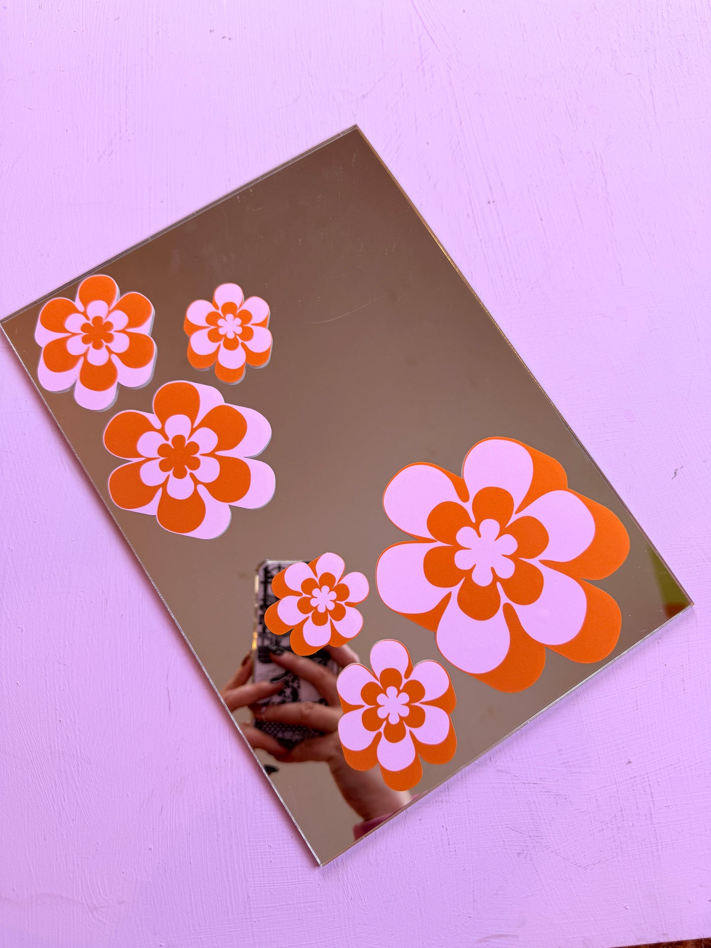 Sample Sale - A3 Rectangle Orange Retro Flowers
