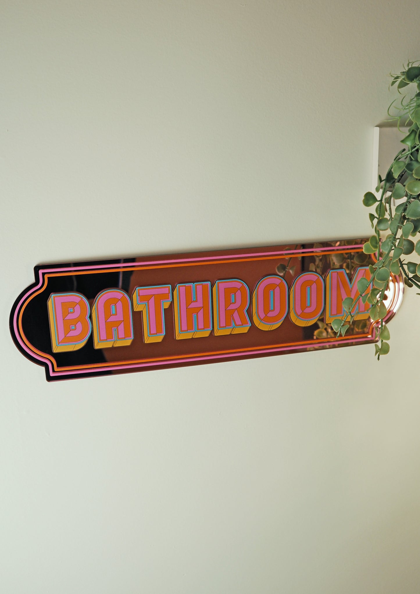Bathroom Rectangle Sign - Playful Pink