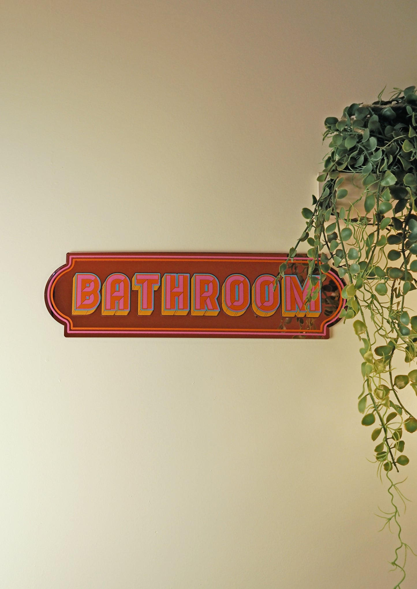 Bathroom Rectangle Sign - Playful Pink