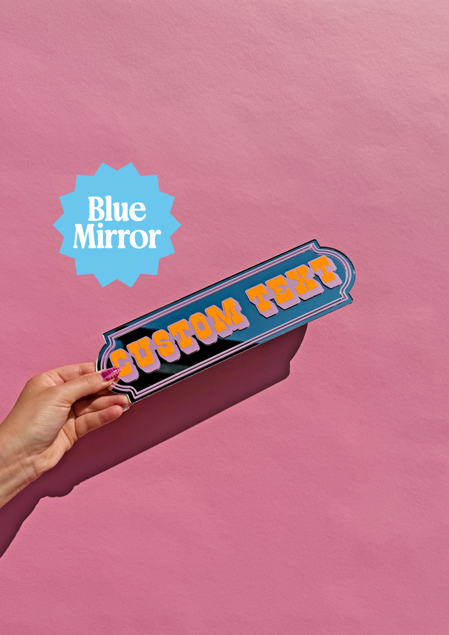 Neon Peach Custom Text Mirror Sign