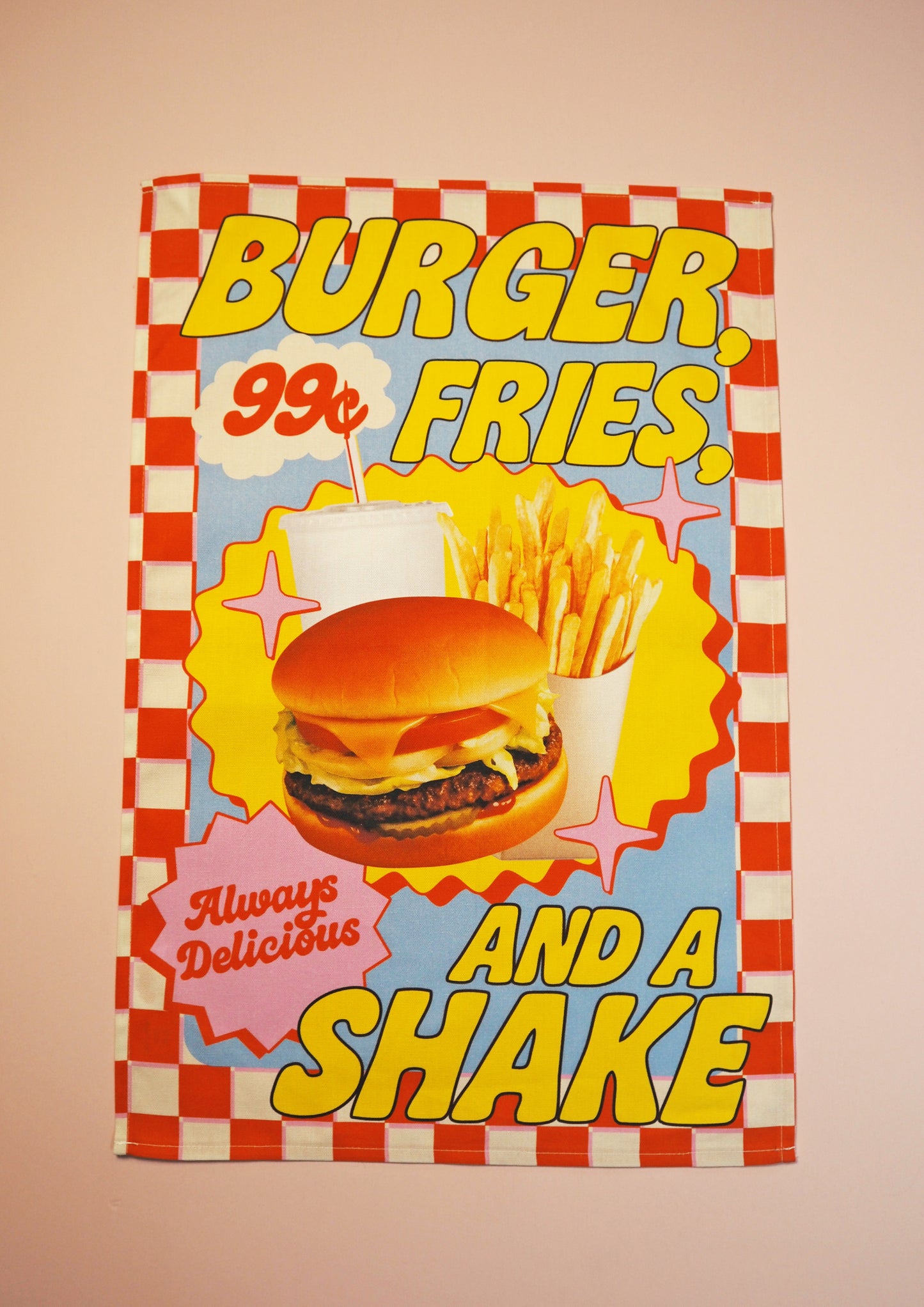 Burger, Fries & A Shake Diner Tea Towel
