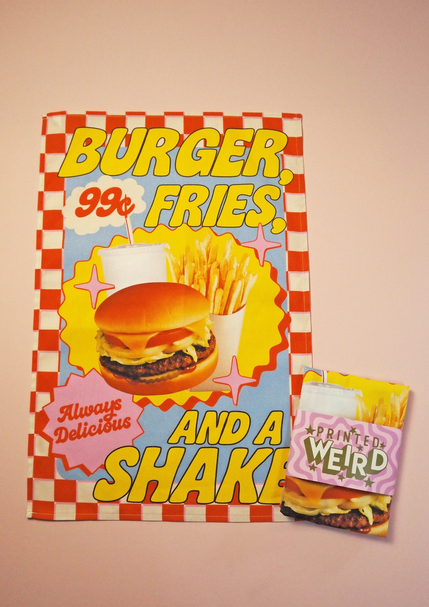 Burger, Fries & A Shake Diner Tea Towel