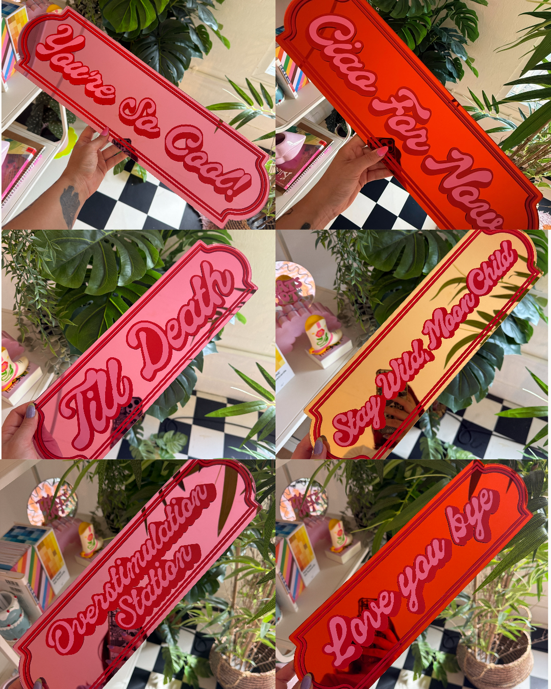Retro Script Custom Text Mirror Sign