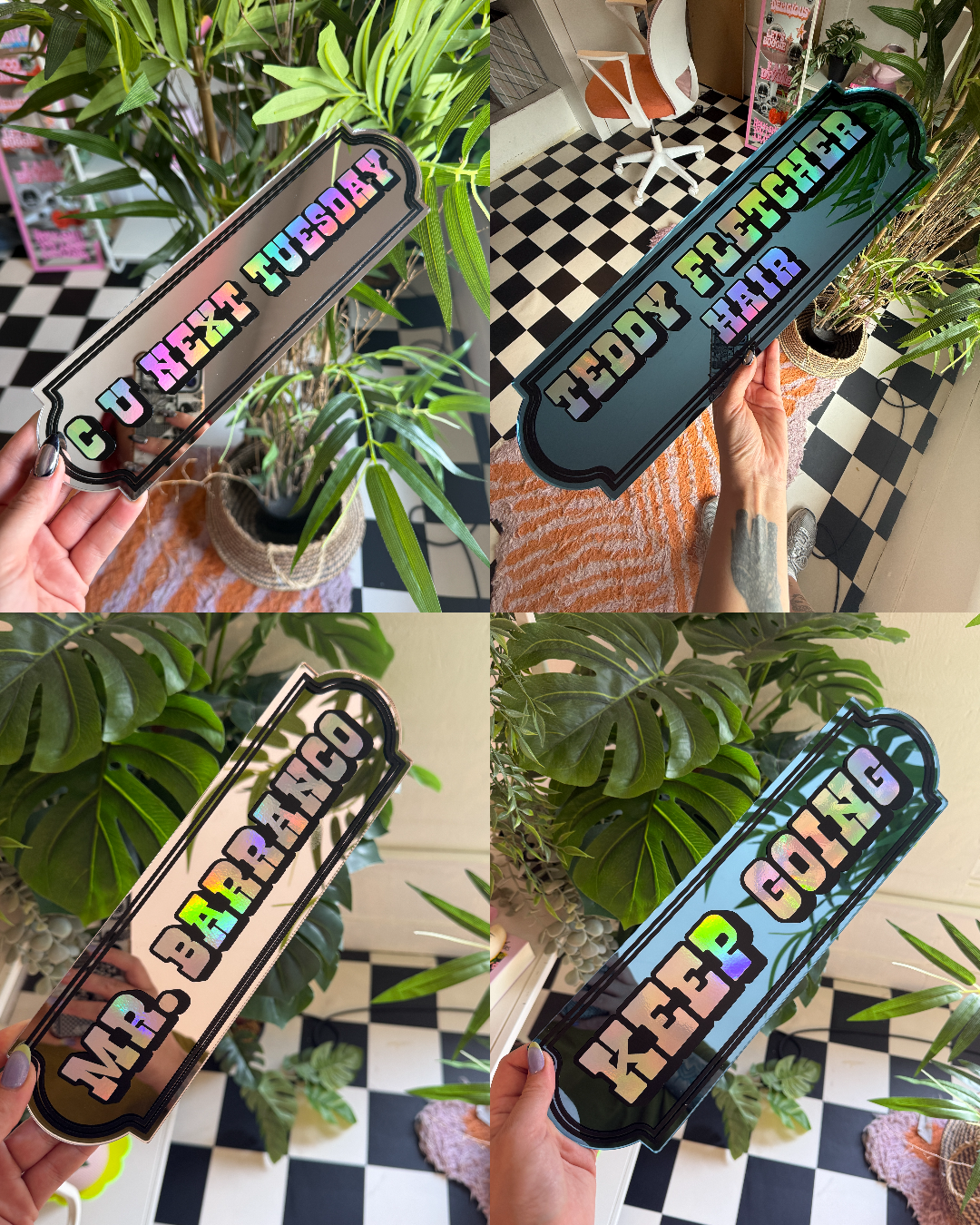 Midnight Holographic Custom Text Mirror Sign