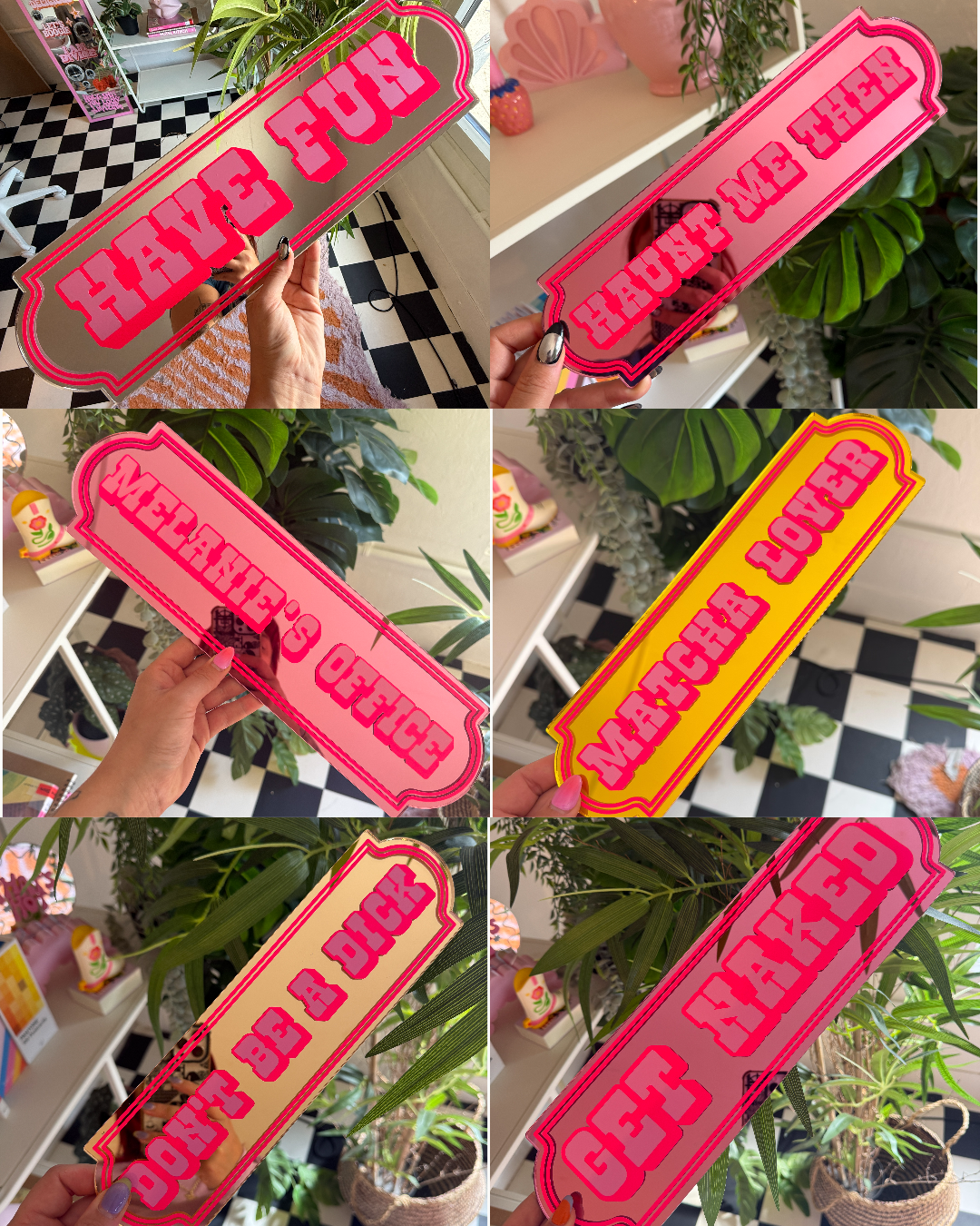 Neon Cherry Custom Text Mirror Sign