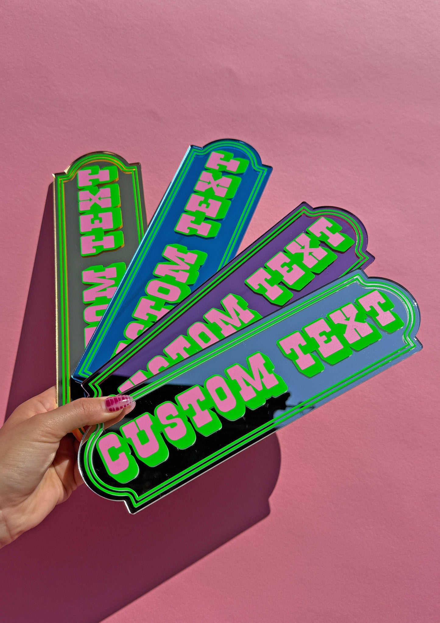 Neon Lime Custom Text Mirror Sign