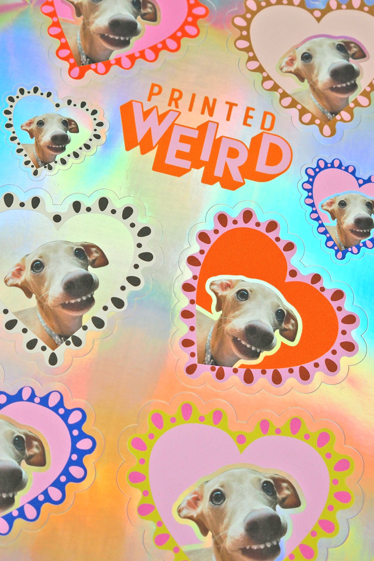 Custom Pet Frilly Heart Holographic Sticker