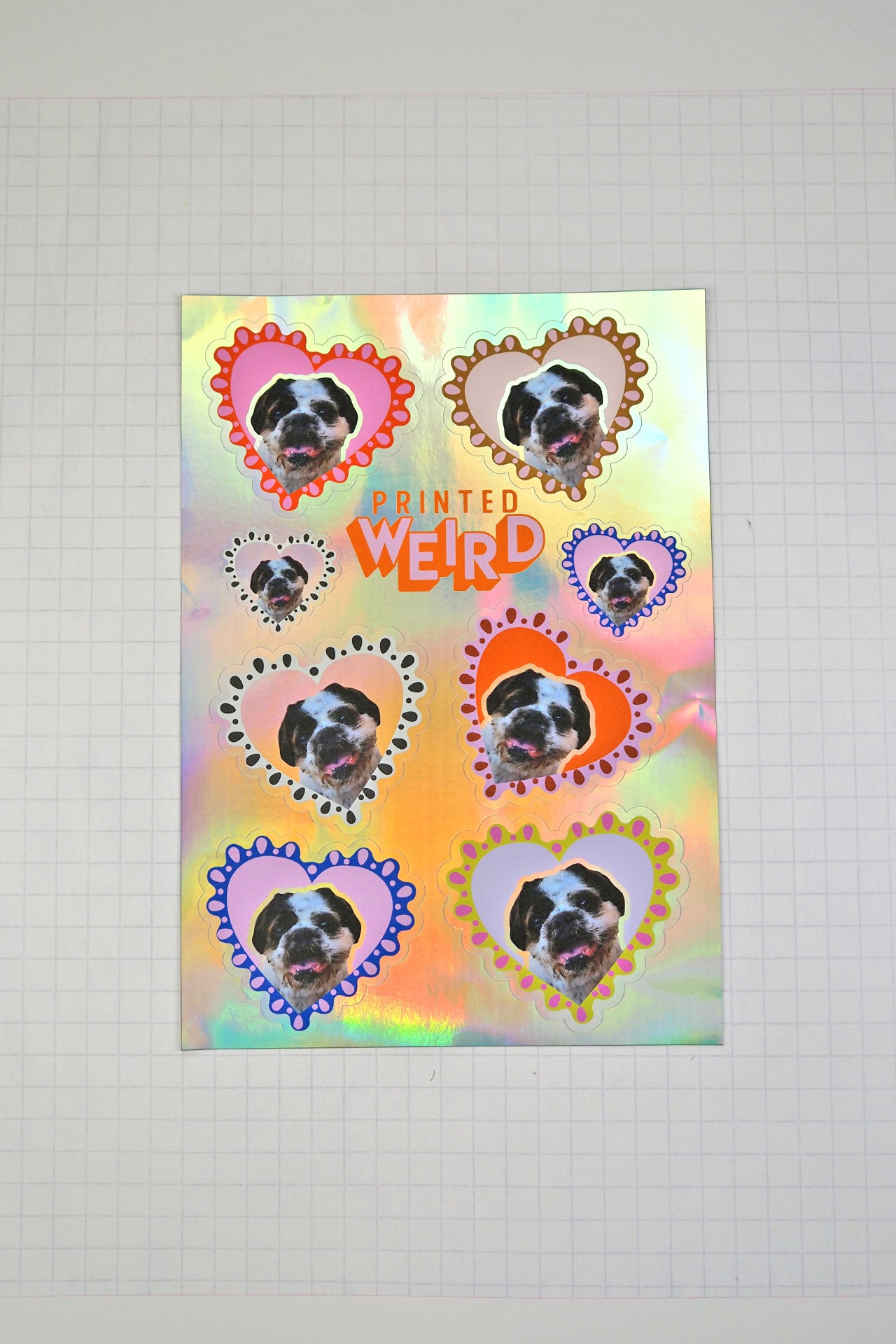 Custom Pet Frilly Heart Holographic Sticker