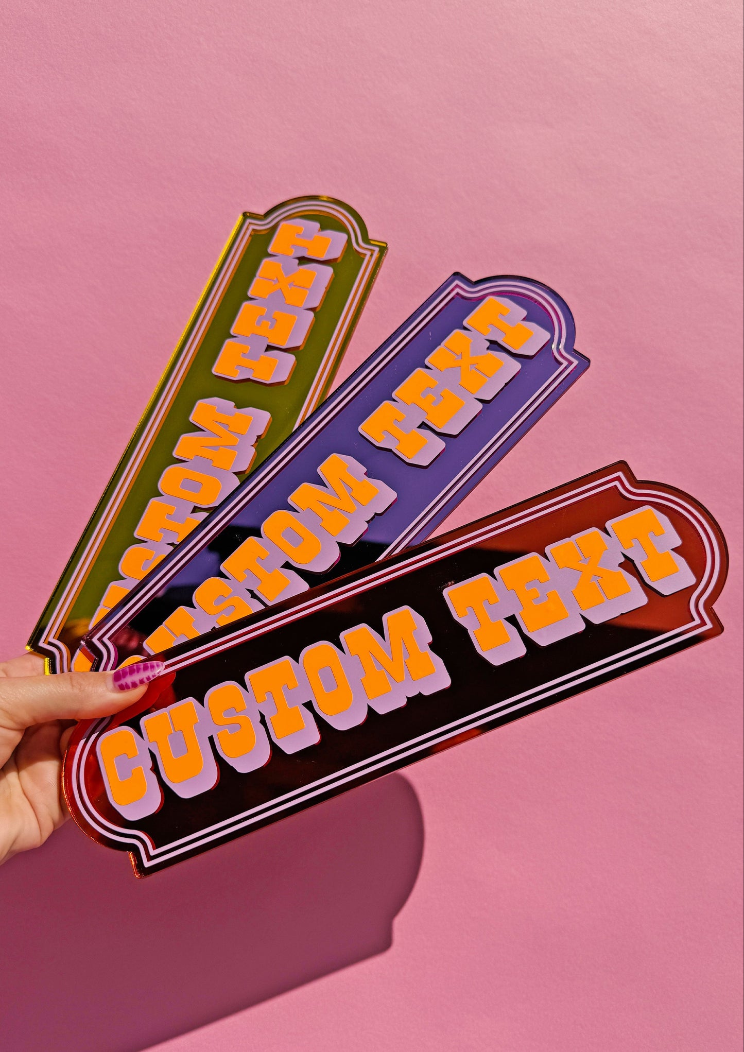 Neon Peach Custom Text Mirror Sign