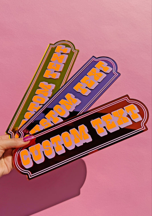 Neon Peach Custom Text Mirror Sign