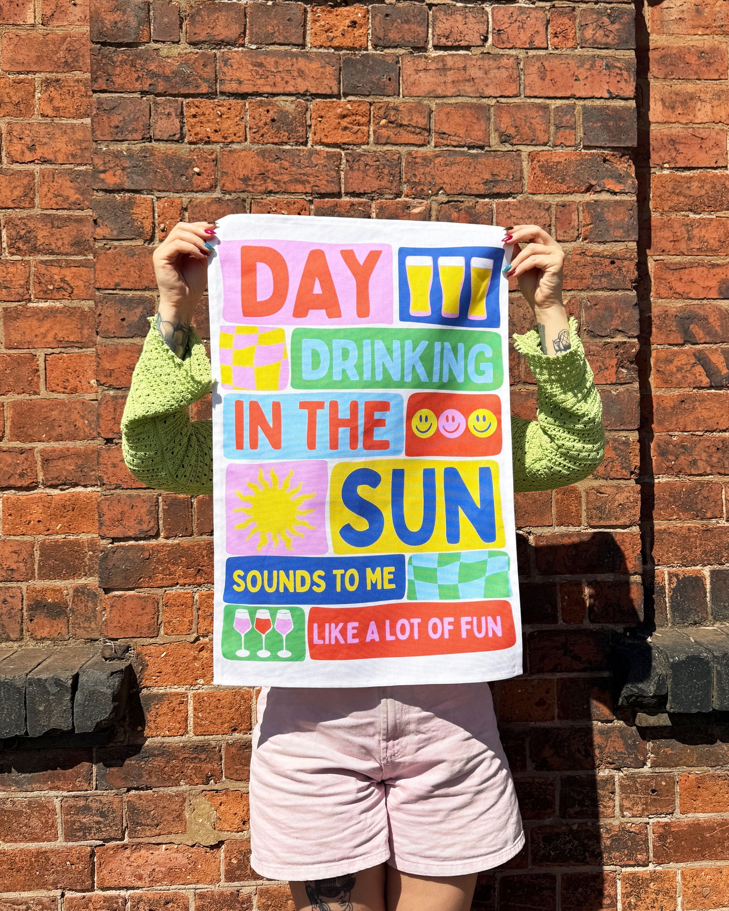 Day Drinking In The Sun Tea Towel