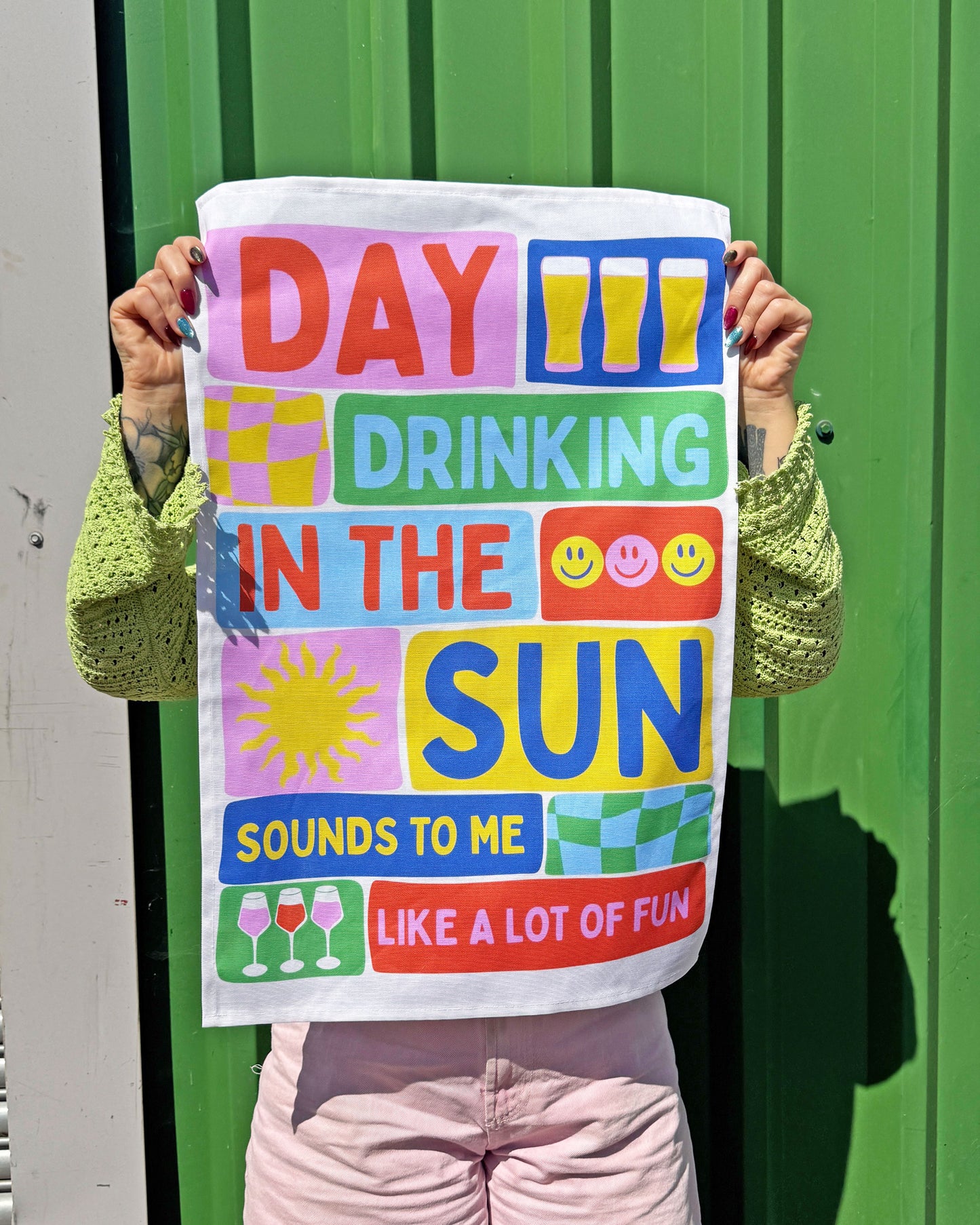 Day Drinking In The Sun Tea Towel