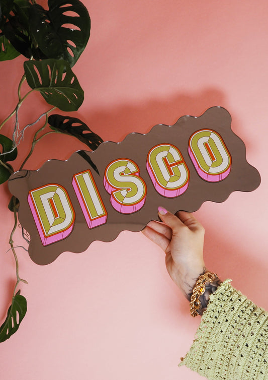 Disco Wavy Mirror Sign - Bold Bronze
