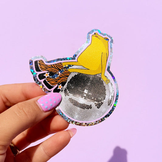 Disco Frog Glitter Sticker - WS