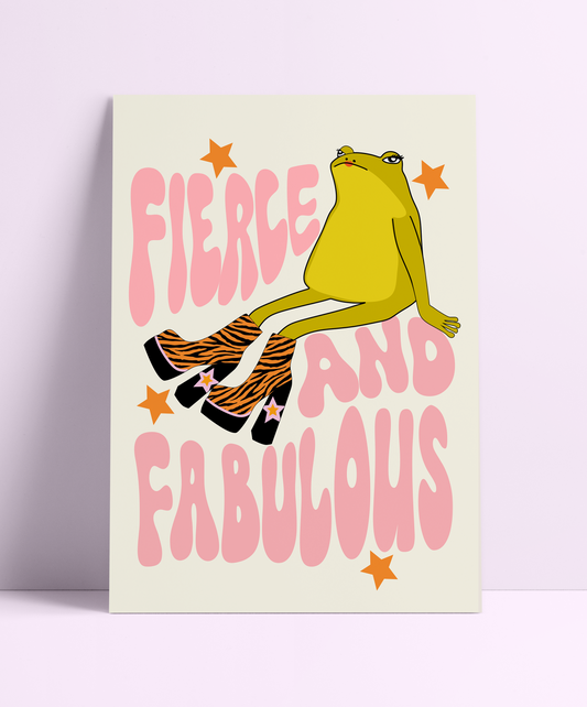 Fierce & Fabulous Frog Wall Print