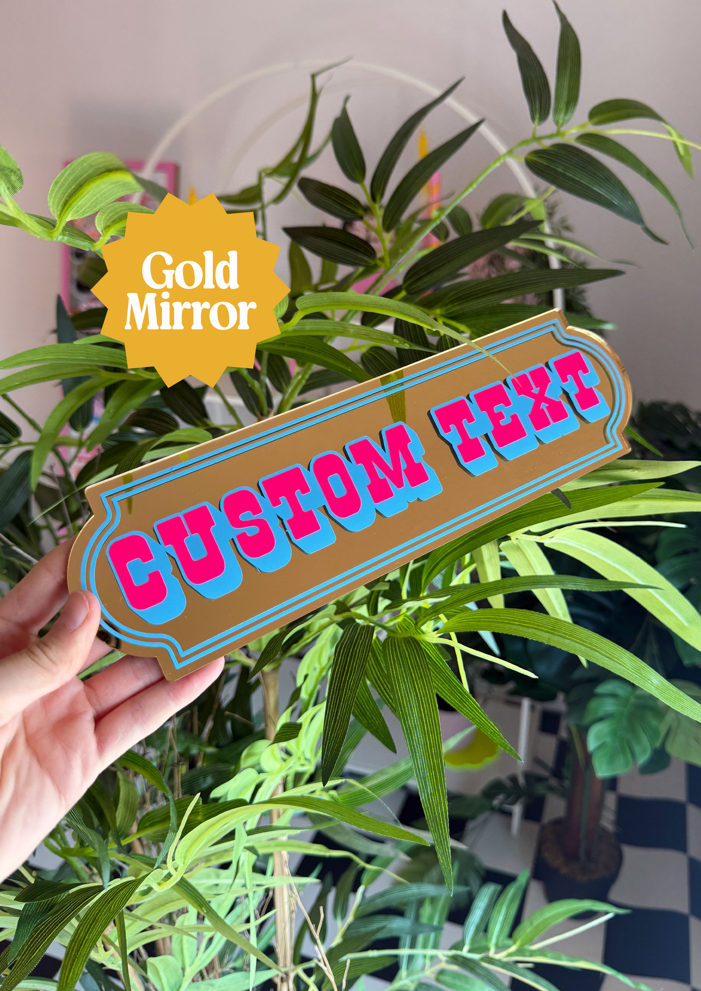Neon Bubblegum Custom Text Mirror Sign