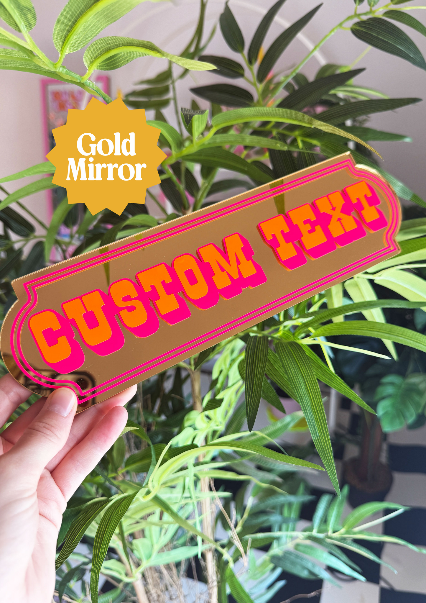 Neon Sunset Custom Text Mirror Sign