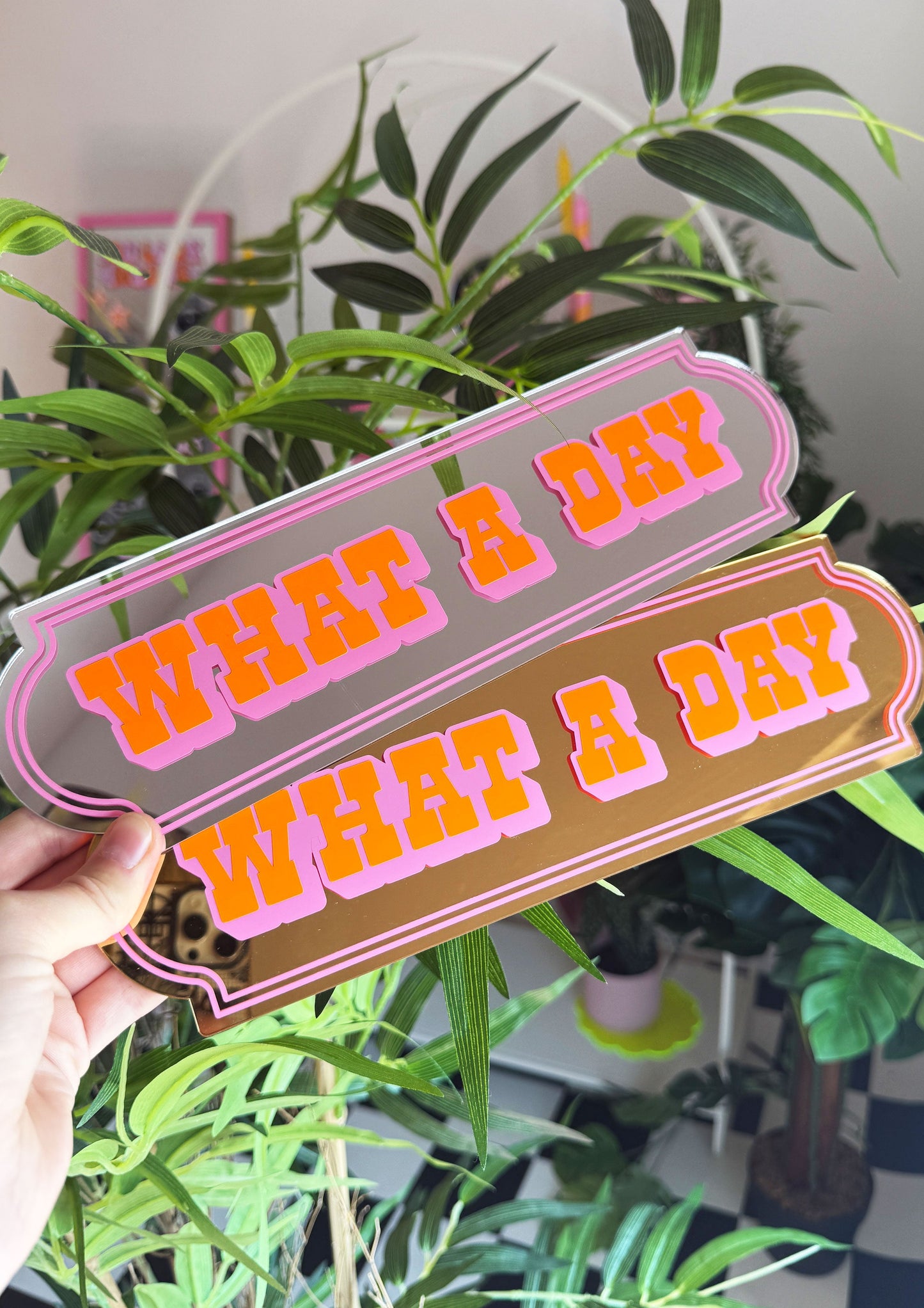 What A Day Neon Mirror Sign