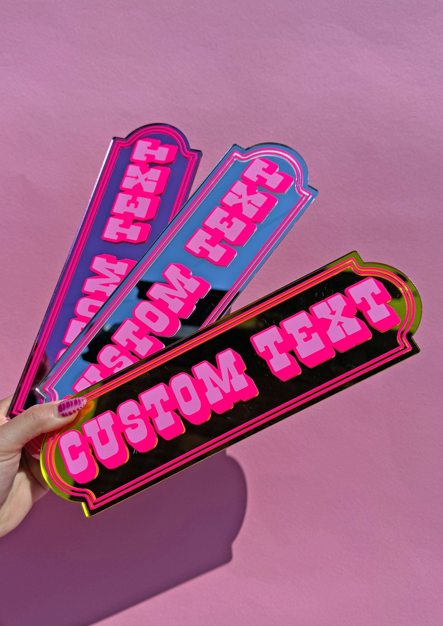 Neon Cherry Custom Text Mirror Sign