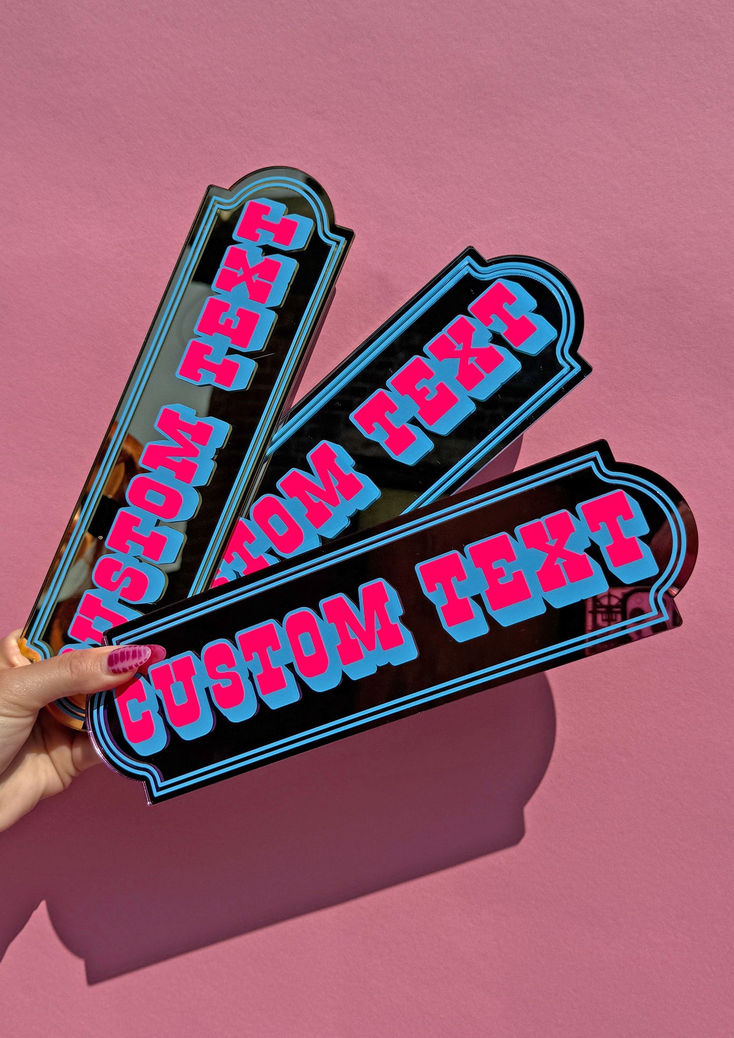 Neon Bubblegum Custom Text Mirror Sign