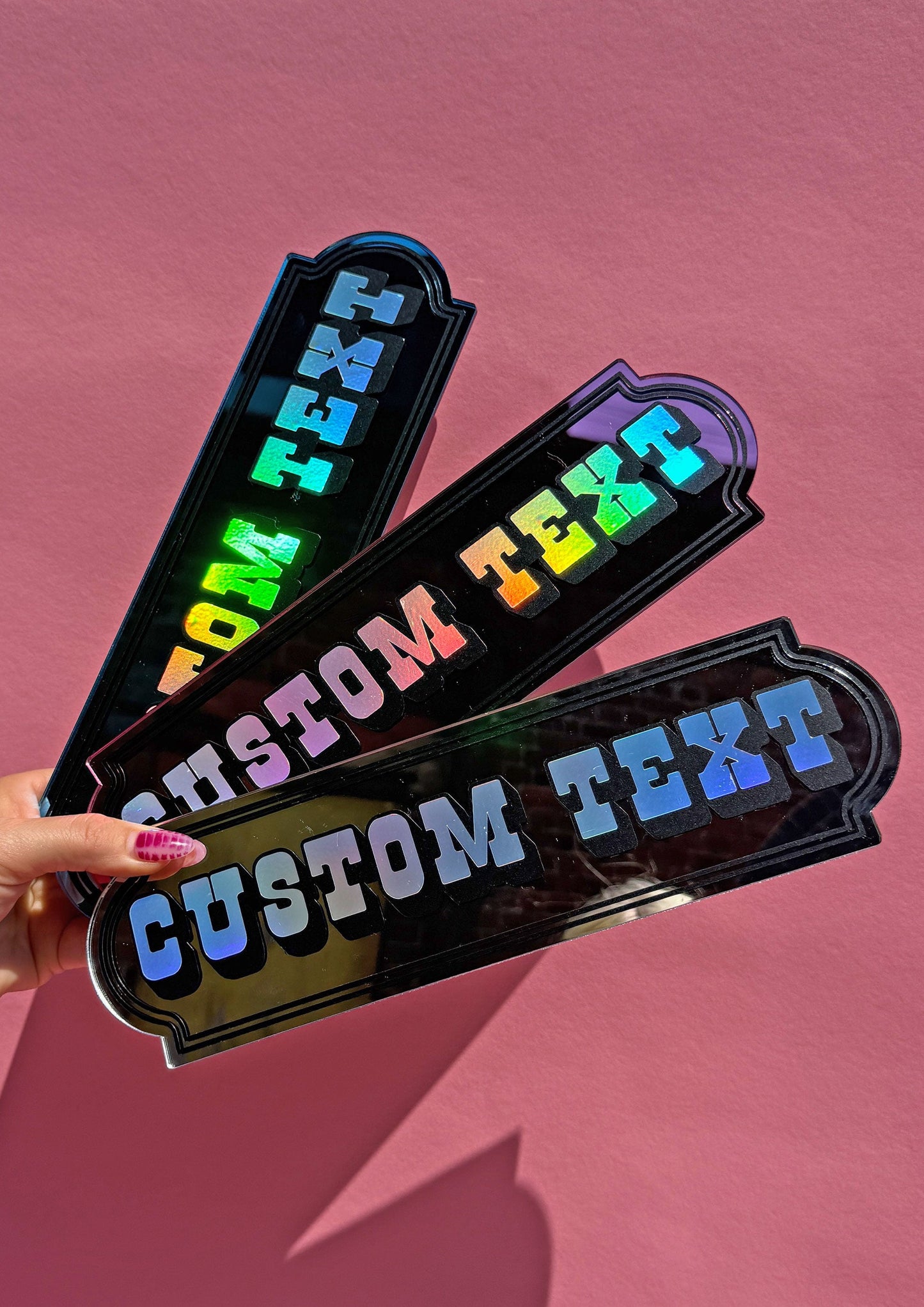 Midnight Holographic Custom Text Mirror Sign