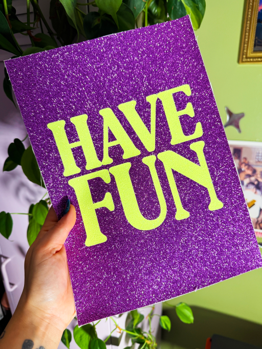 Have Fun Glitter Fabric Print