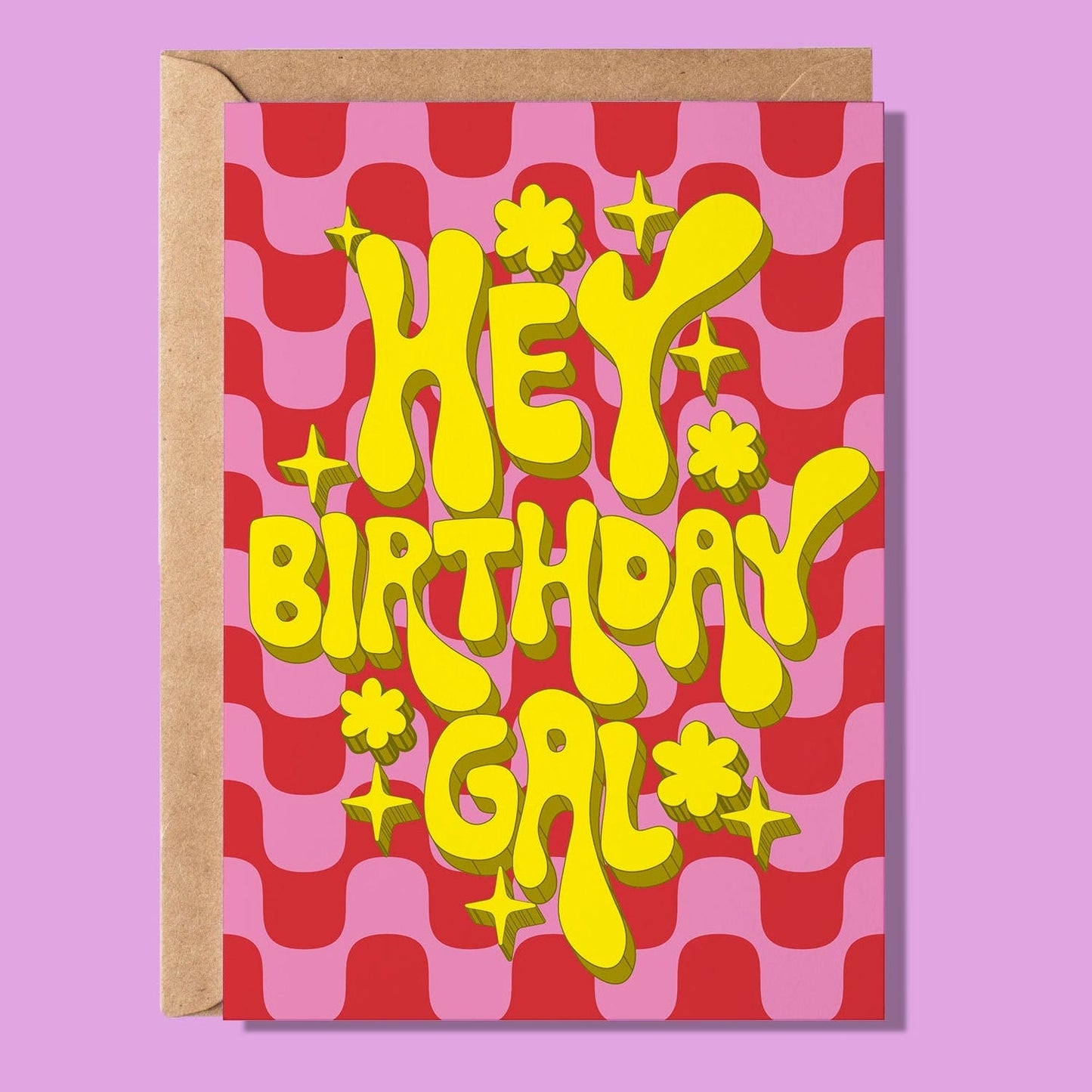 Hey Birthday Gal! Funky Typography Greeting Card - WS