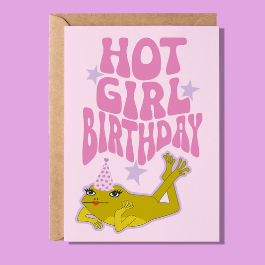 Hot Girl Birthday Frog Greeting Card - WS