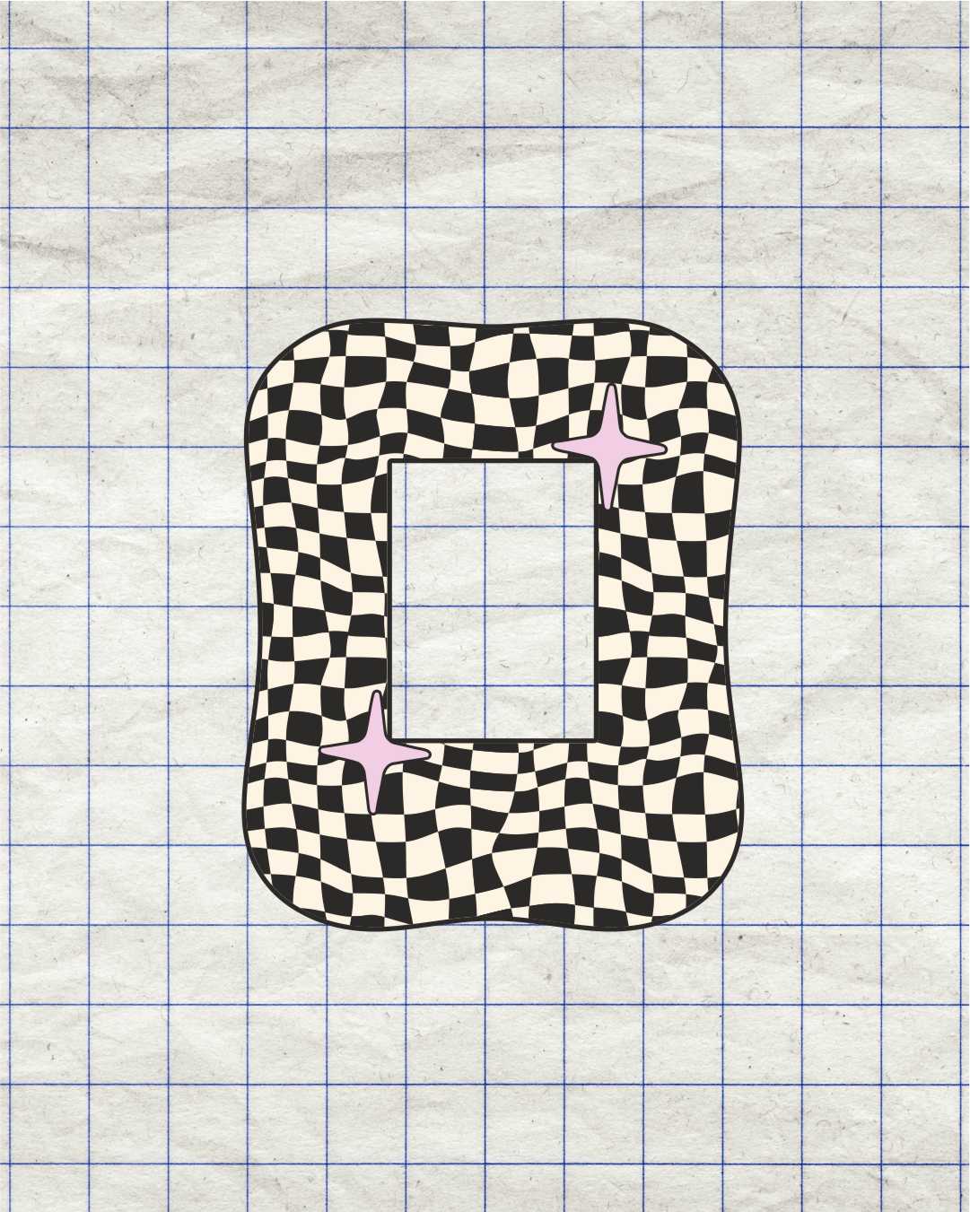 Instax Mini Sticker Frame Black & Cream Checkerboard