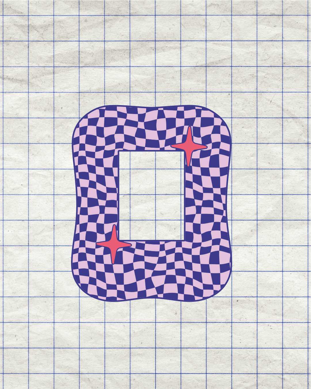 Instax Mini Sticker Frame Blue & Pink Checkerboard