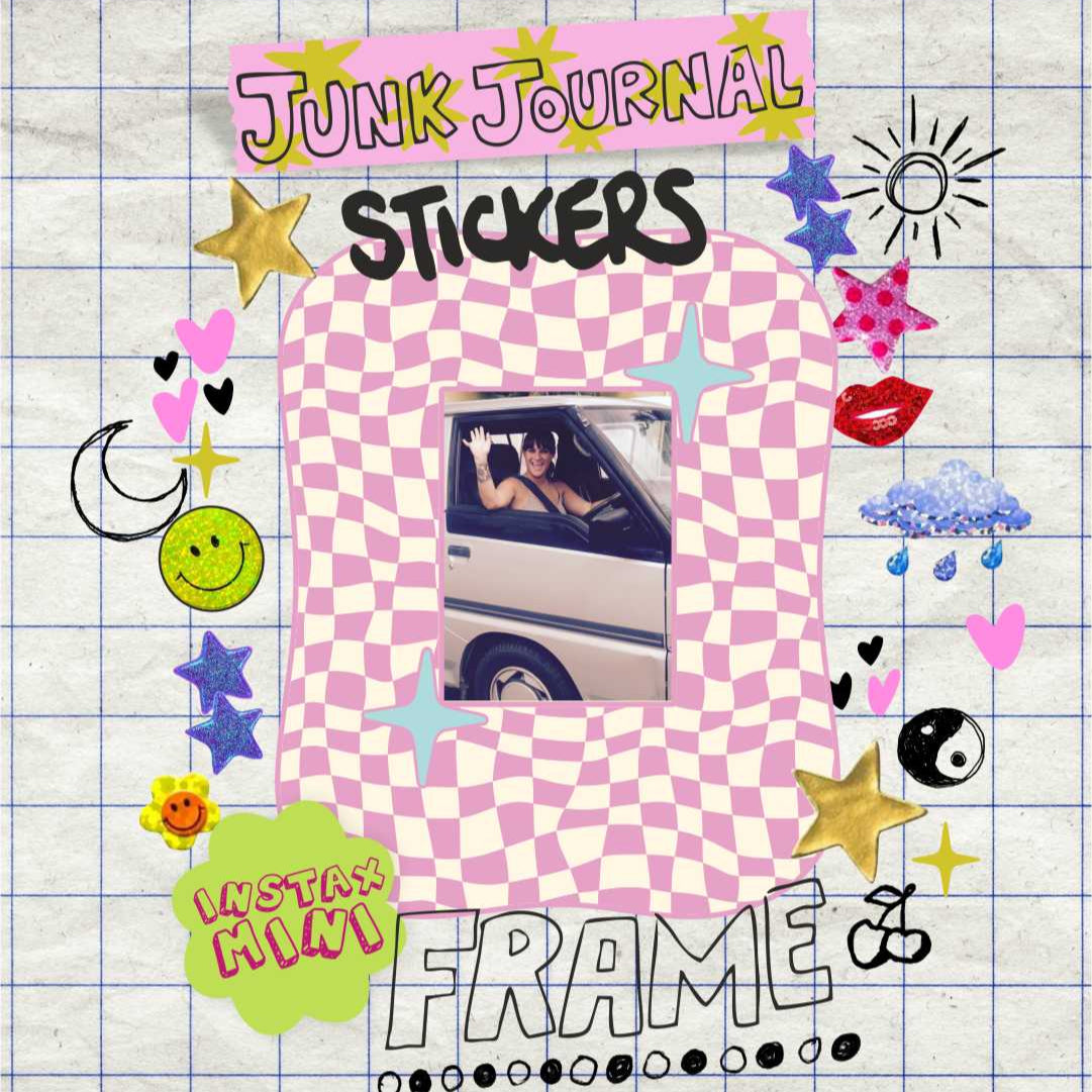 Instax Mini Sticker Frame Pink & Cream Checkerboard
