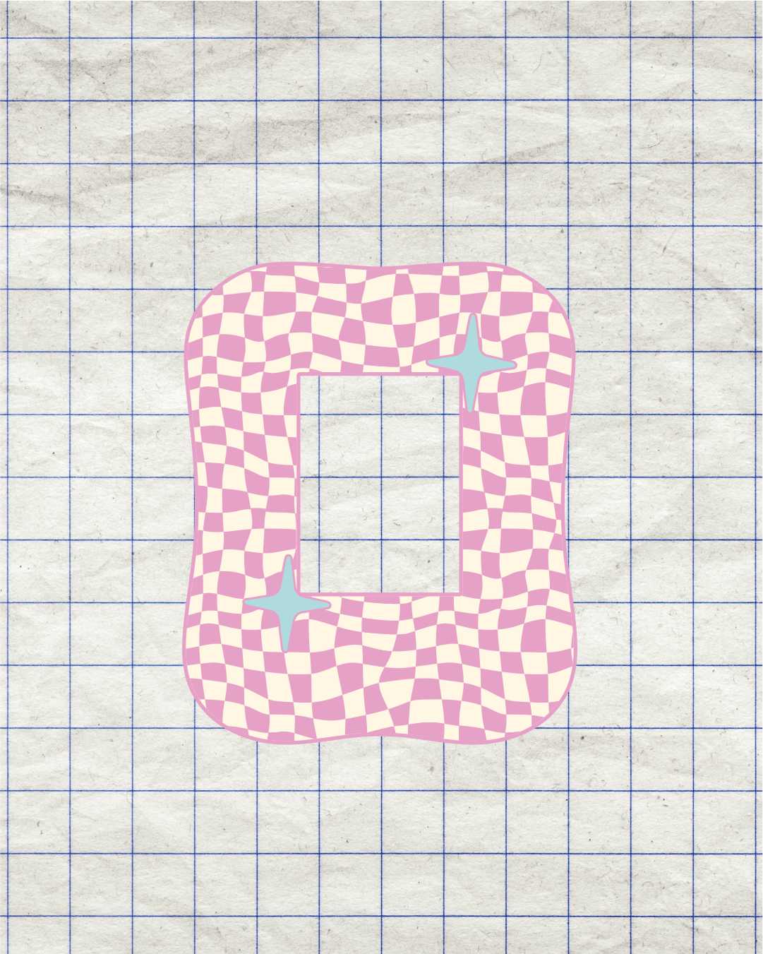 Instax Mini Sticker Frame Pink & Cream Checkerboard