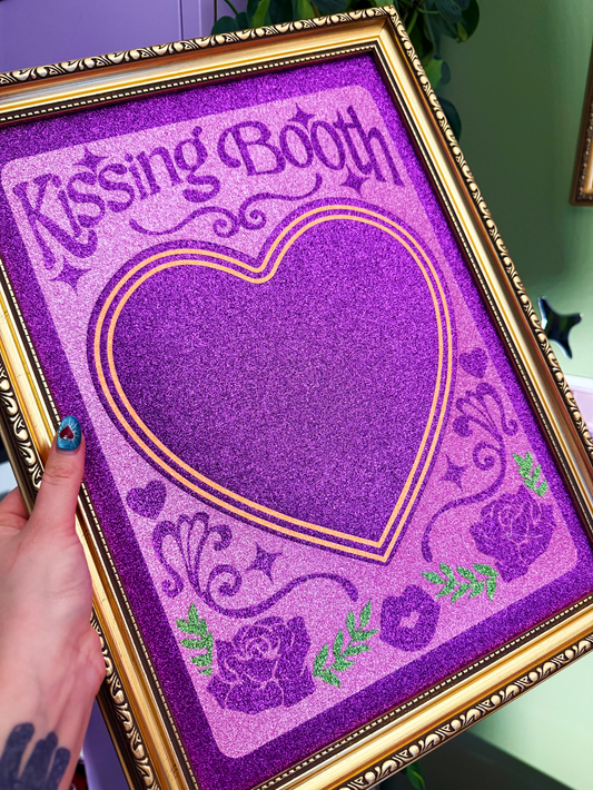 Kissing Booth Glitter Fabric Print A3