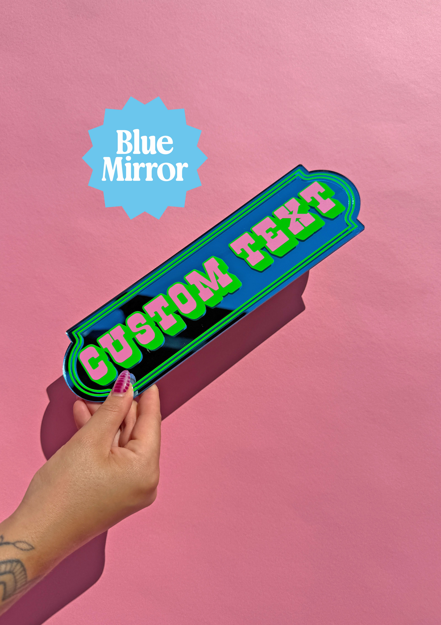Neon Lime Custom Text Mirror Sign