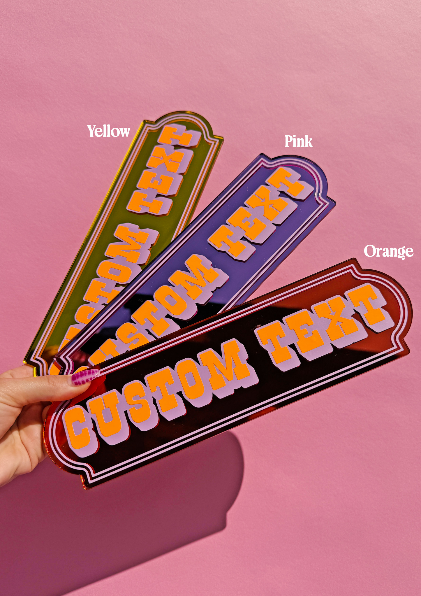 Neon Peach Custom Text Mirror Sign