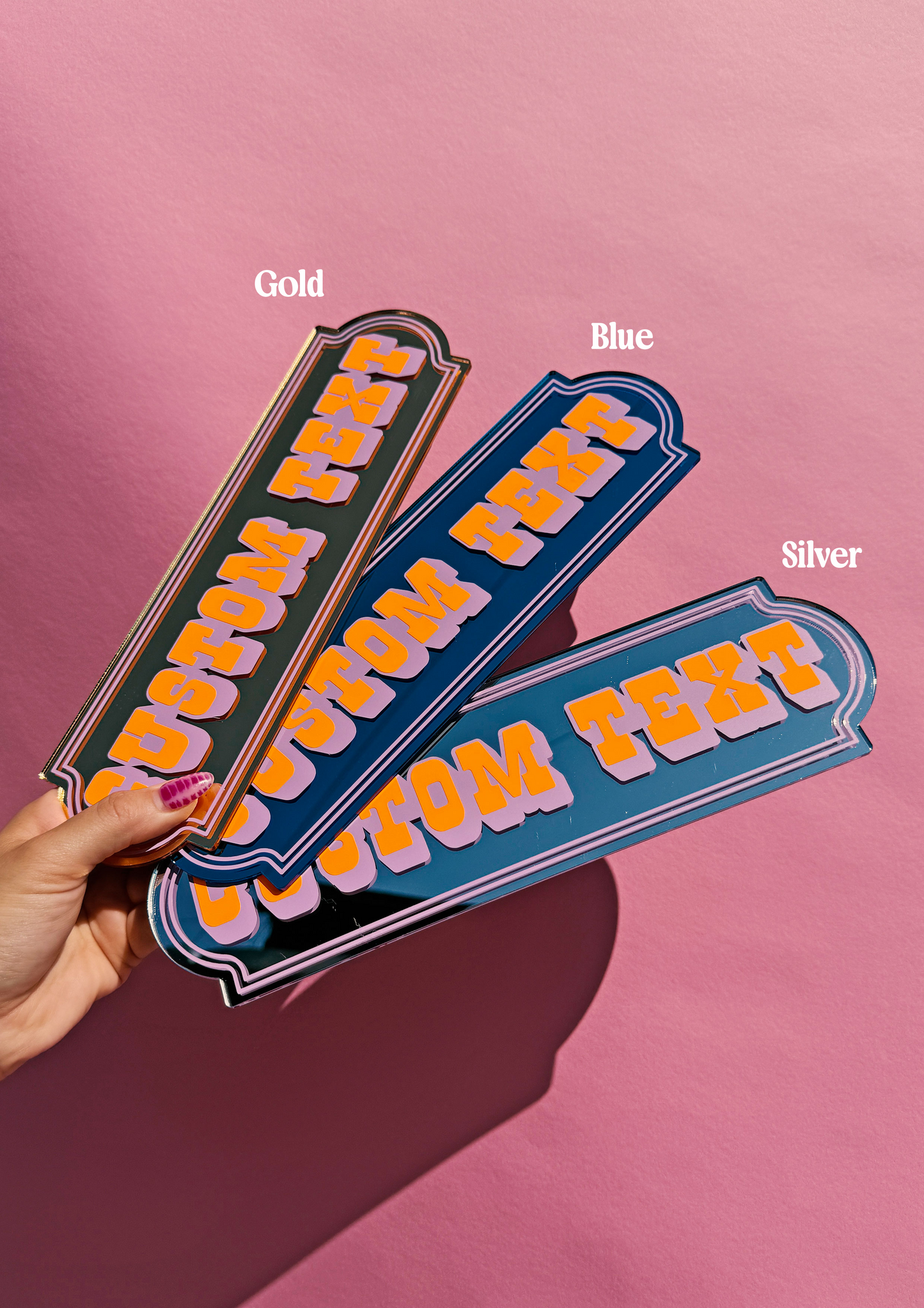 Neon Peach Custom Text Mirror Sign
