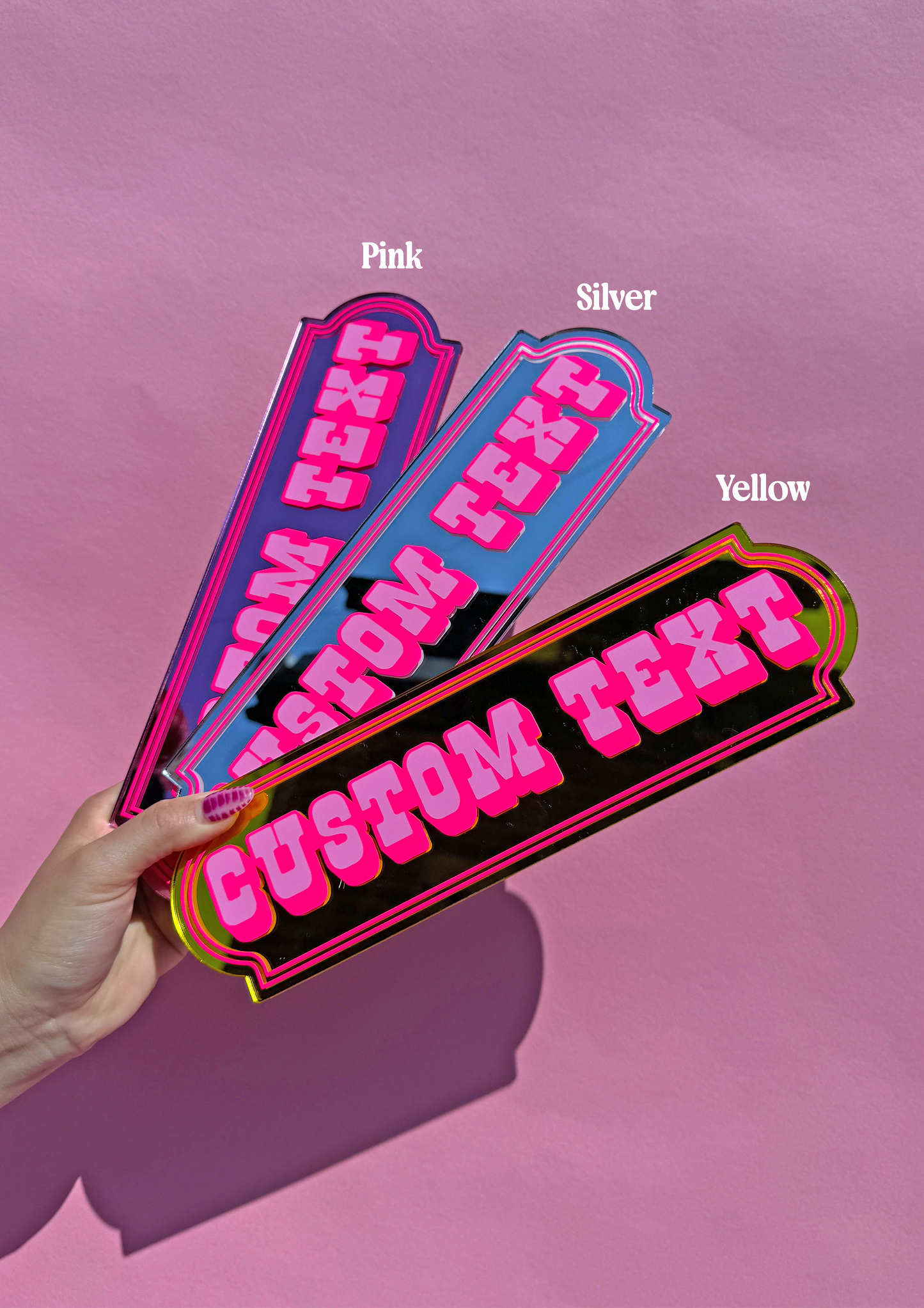 Neon Cherry Custom Text Mirror Sign