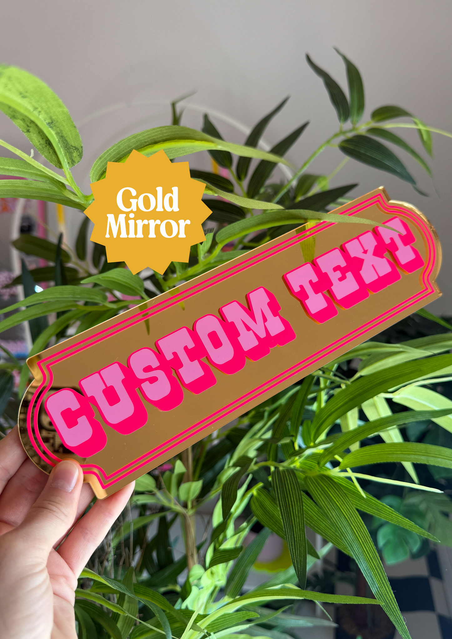 Neon Cherry Custom Text Mirror Sign
