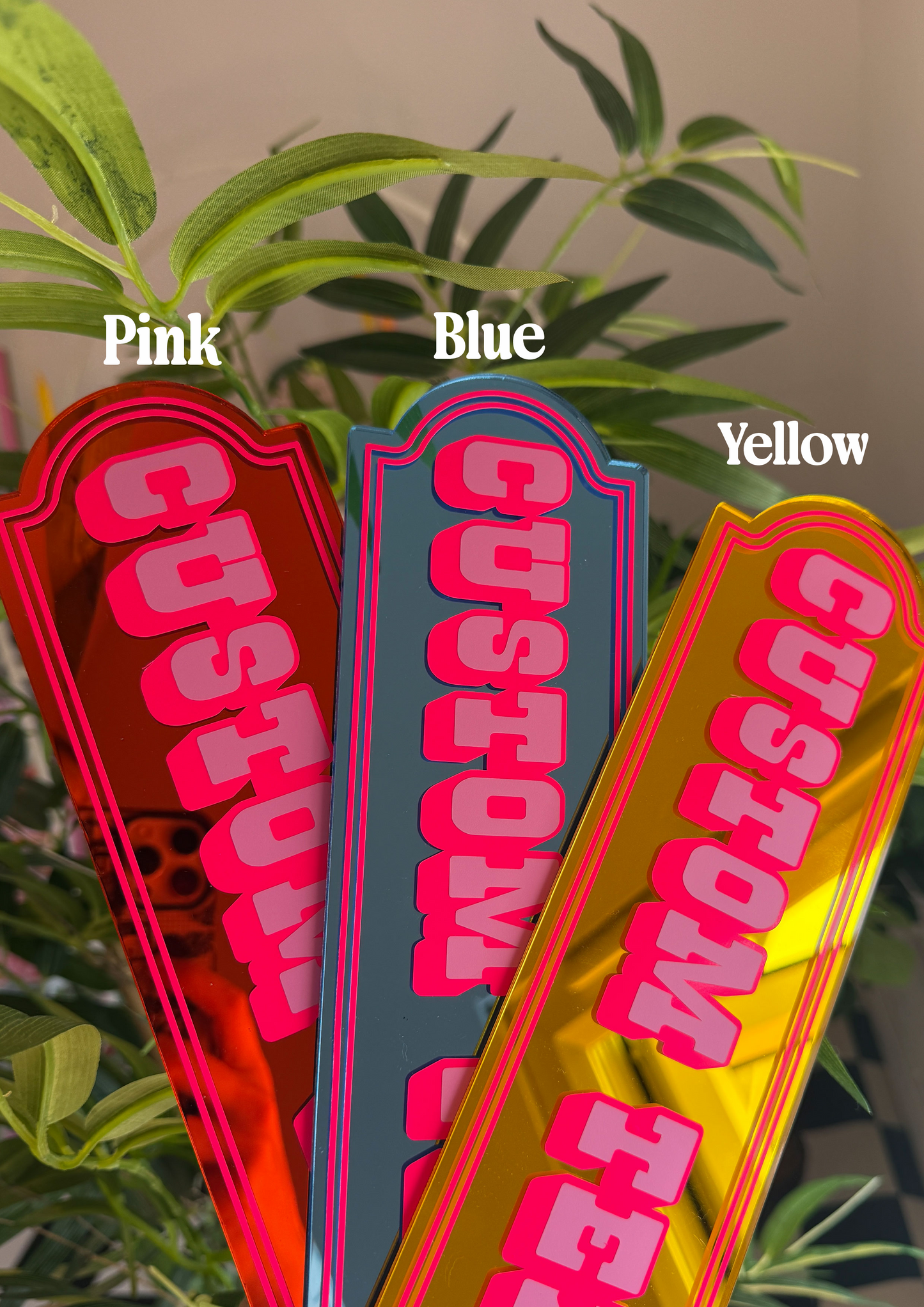 Neon Cherry Custom Text Mirror Sign