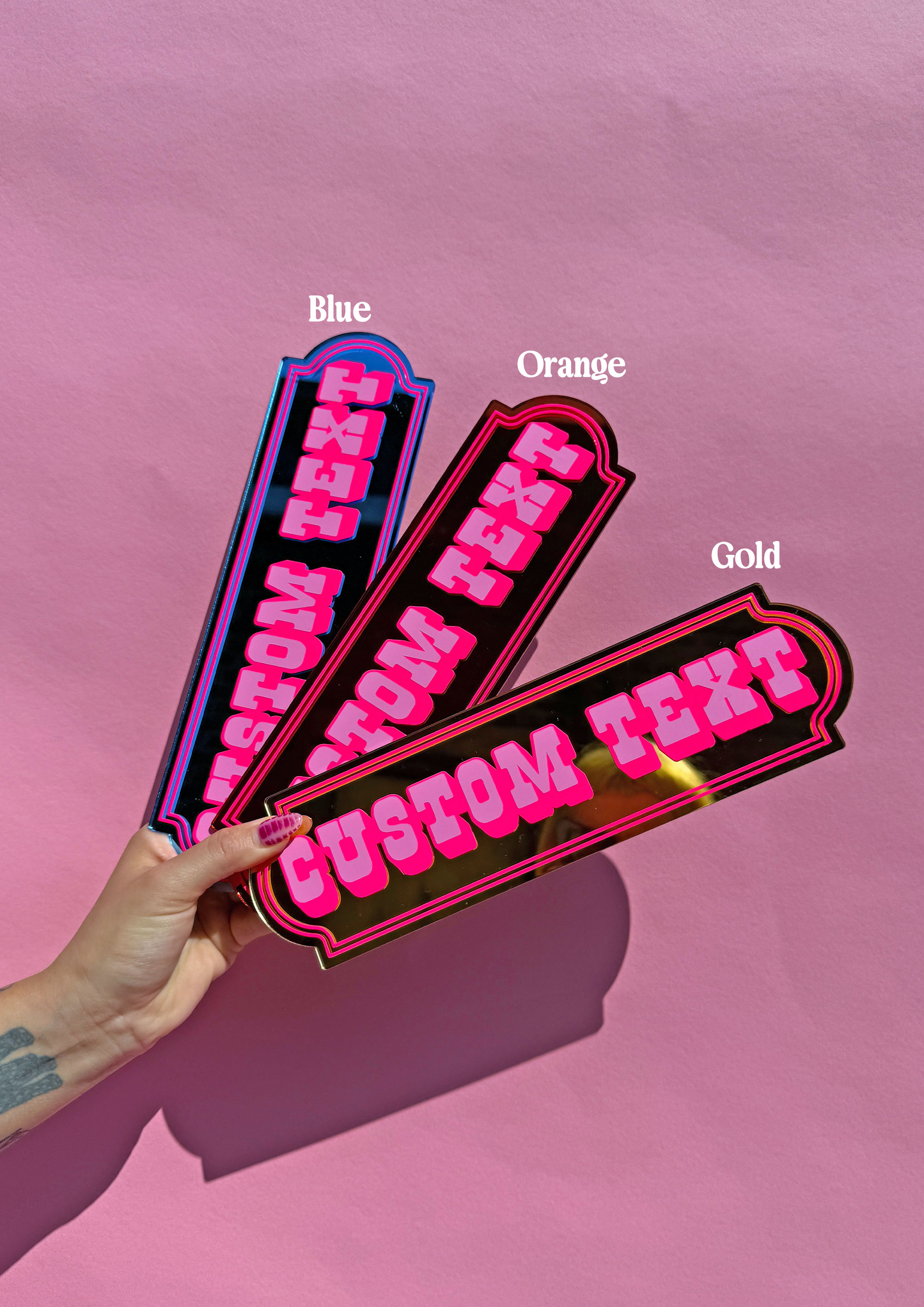 Neon Cherry Custom Text Mirror Sign