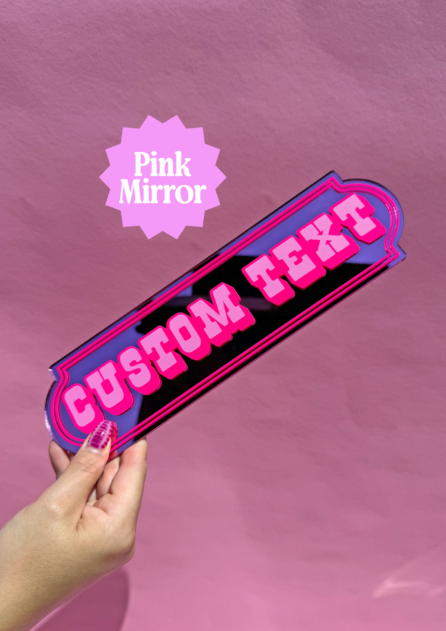 Neon Cherry Custom Text Mirror Sign