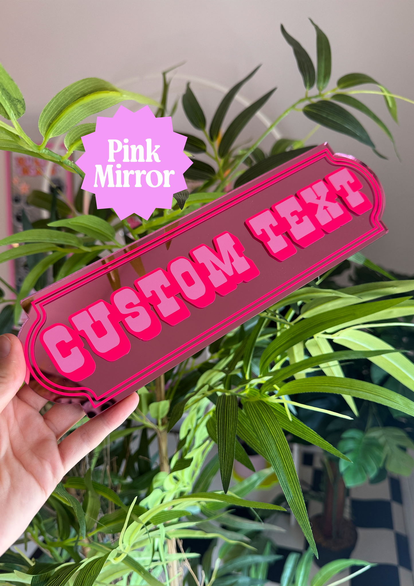 Neon Cherry Custom Text Mirror Sign