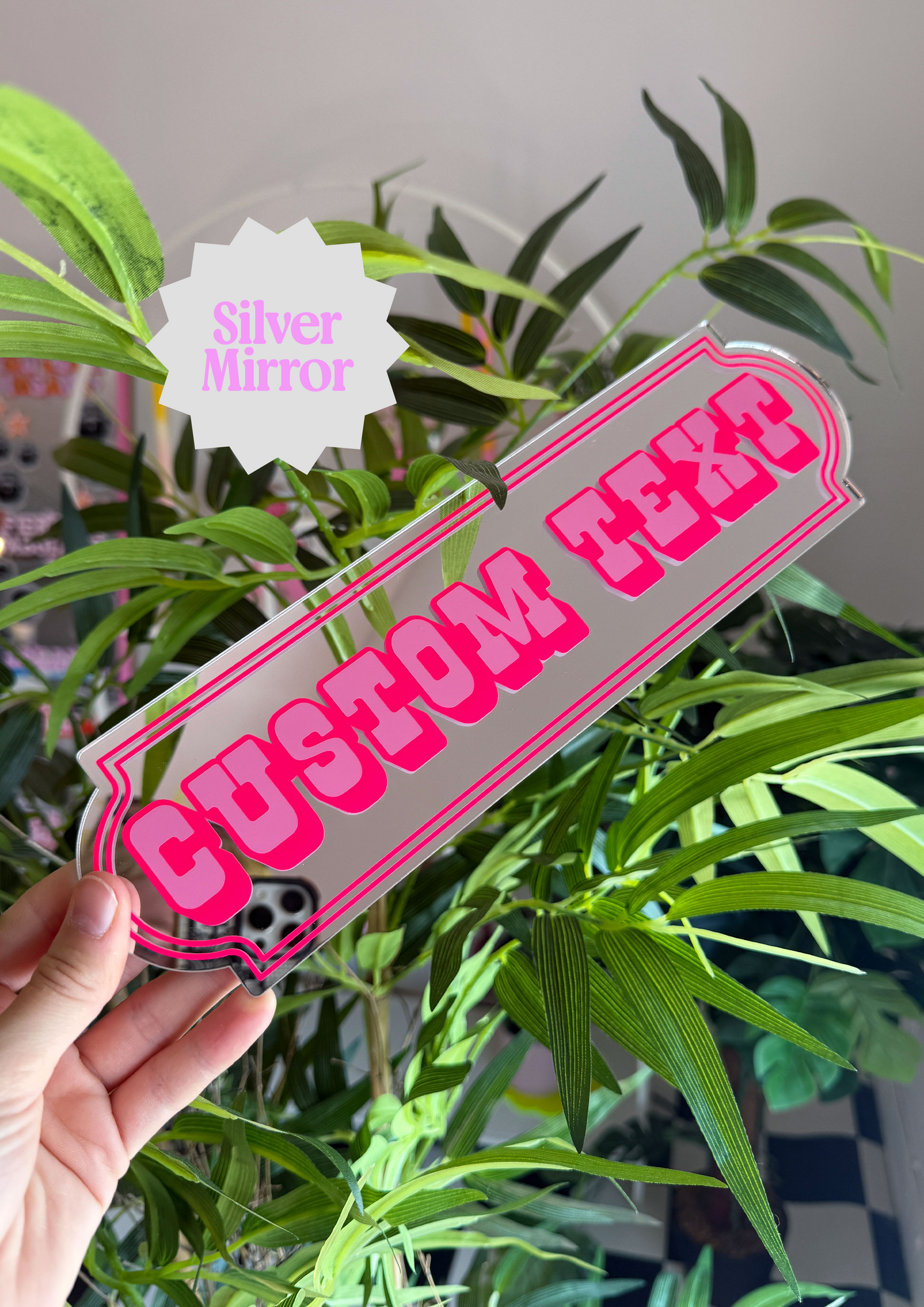 Neon Cherry Custom Text Mirror Sign