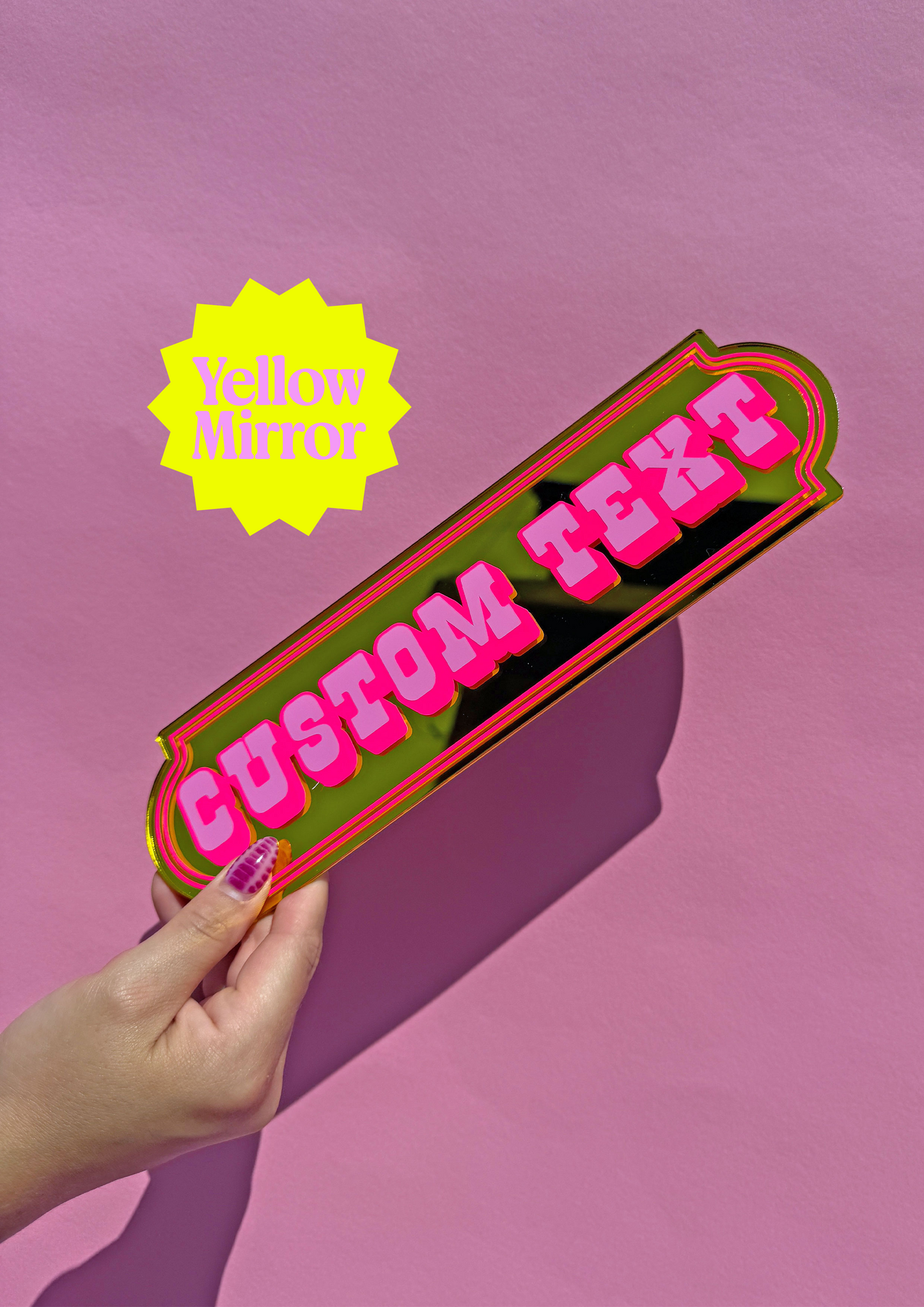 Neon Cherry Custom Text Mirror Sign