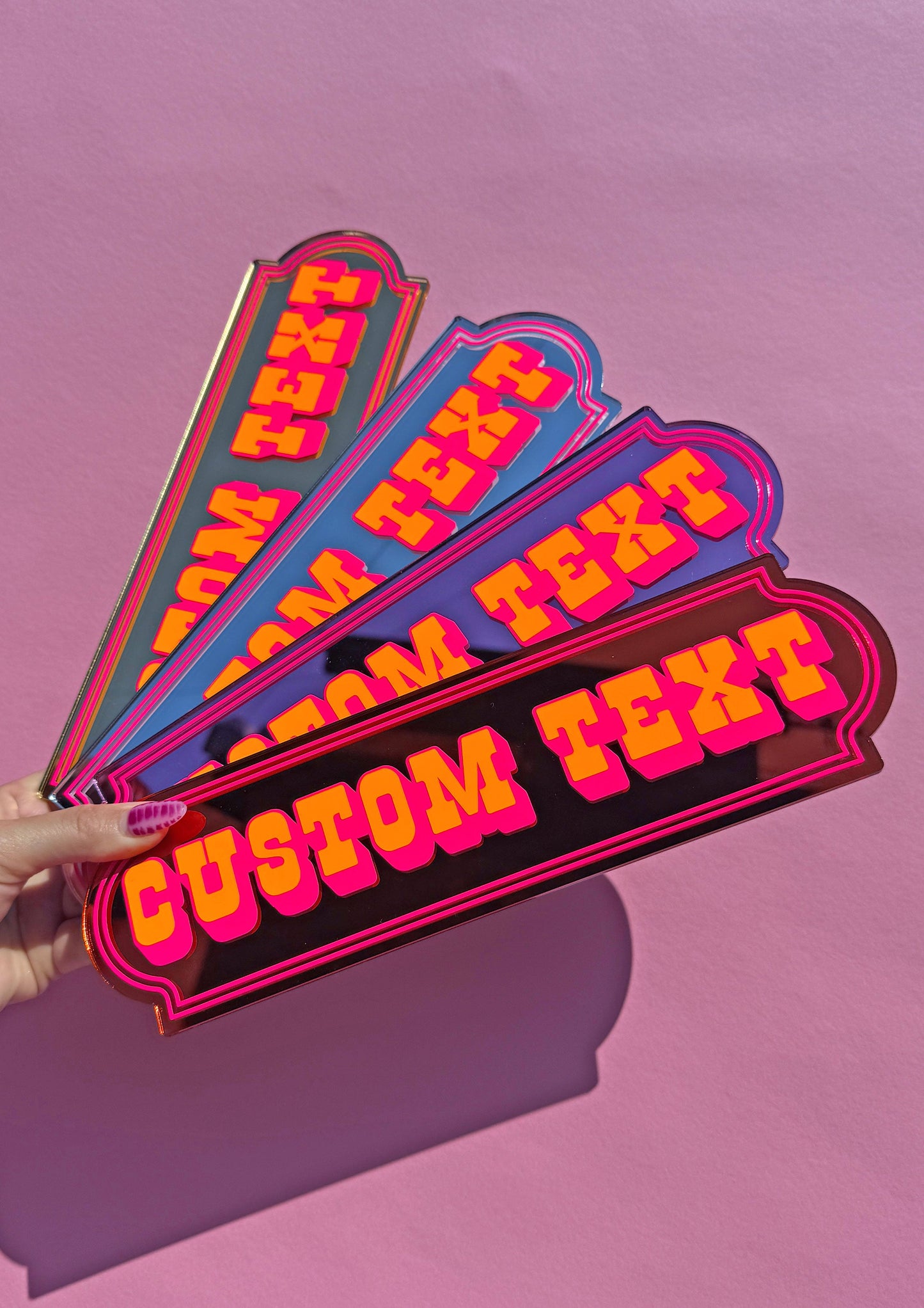 Neon Sunset Custom Text Mirror Sign