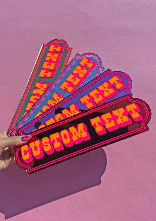 Neon Sunset Custom Text Mirror Sign